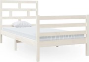vidaXL Cadru de pat ,alb, 90x200 cm, lemn masiv de pin