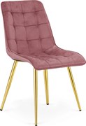 Scaun de sufragerie SPLIT VELVET cu picioare aurii, roz inchis