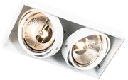 Set de 6 spoturi încastrate albe GU10 AR111 fără ramă cu 2 lumini - Oneon