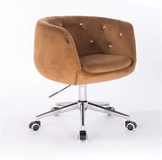 HR333K Scaun Galben Miere Catifea cu Bază Cromata