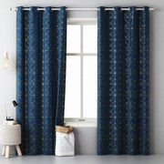 Draperie scandinavă cu model, culoarea albastru închis 140x250 cm