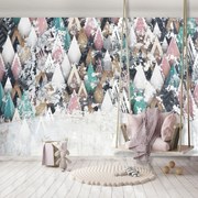 Fototapet - Ornament geometric - pe prete (254x184 cm)