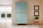 Dulap Nicole dormitor 100 cm - salvie MDF / picioare aurii