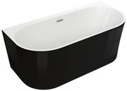 Cada de baie freestanding Spatio Solis, acril, negru lucios, 160x75 cm