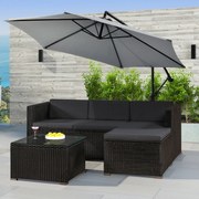 Juskys Set ratan de gradina Punta Cana M - perne negre/antracit