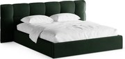 Pat matrimonial verde închis tapițat cu spațiu de depozitare cu somieră 180x200 cm Eric – Micadoni