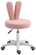 HOMCOM Scaun de Birou cu Urechi de Iepure Regulabil din Pile Roz | Aosom Romania