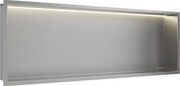 Raft incastrat dreptunghiular Balneo Wall-Box One LED cu rama 90x30x10 cm inox