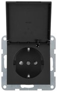 Priza simpla cu impamantare si capac, protectie copii, 16A, IP20, Grafit, Panasonic Karre Plus 55
