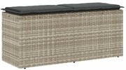 vidaXL Bancă de grădină cu pernă Gri deschis 110x40x44 cm Poly Ratan