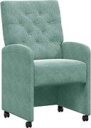 vidaXL Scaune de dining cu roți 2 pcs verde-albăstriu 58 x 67 x 97 cm