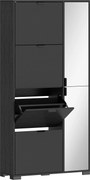 HOMCOM Dulap Pantofi cu Oglindă, 4 Sertare Rabatabile, Dulap de Hol, 82 x 30 x 168 cm, Negru | Aosom Romania