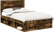 vidaXL Cadru de pat Stejar fumuriu 120 x 190 cm Lemn de pin masiv