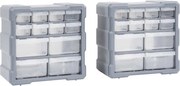 vidaXL Organizatoare cu 12 sertare, 2 buc., 26,5 x 16 x 26 cm