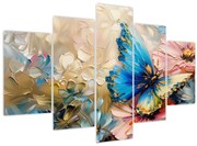 Tablou - Pictura de flori și fluturi (150x105 cm)