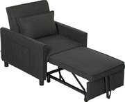 HOMCOM Fotoliu-Pat 3 în 1 cu Buzunare Laterale și Spătar Rabatabil, Fotoliu Modern Convertibil în Pat, 74x84x81 cm, Gri | Aosom Romania