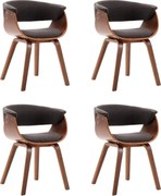 vidaXL Scaune de bucătărie, 4 buc, gri, lemn curbat și material textil