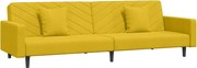 vidaXL Canapea extensibilă cu 2 locuri, 2 perne, galben, catifea