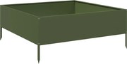 vidaXL Strat înălțat de grădină, verde măsliniu, 100x100x25 cm, oțel