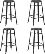 vidaXL Scaune de bar, 4 buc., negru, plastic