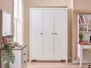 Dulap modern alb pentru copii, 3 usi, 138x58x207 cm, colectia Lucia