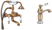 Set baterie cada TRENDY S,+baterie lavoar bronz antichizat cu broderie ceramica