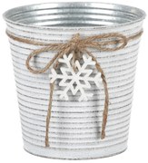 Ghiveci de flori cu fulg de nea din lemn, metal,diam. 15 cm