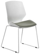 Scaun Vizitator Sezut Piele Ecologica Genine Alb-Gri