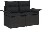 vidaXL Set de canapele pentru grădină cu pernă 7 pcs Negru Rattan poli