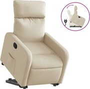 vidaXL Fotoliu rabatabil cu ridicare pe verticală, crem, textil