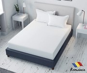 Cearceaf de pat alb cu elastic Evostar bumbac100% ranforce /90x200 cm dimensiune standard