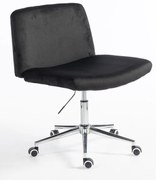 HR150K Scaun Neagră din Catifea cu Bază Cromata