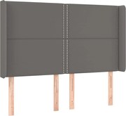 vidaXL Tăblie de pat cu aripioare gri 147x16x118/128 cm piele eco