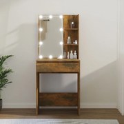 vidaXL Masă de toaletă cu LED, stejar fumuriu, 60x40x140 cm