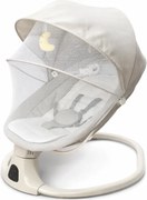 Leagan electric bebelusi 0-12 luni Kidizi Velara bej, spatar reglabil, salteluta si pernuta detasabile, dimensiune generoasa, melodii si sunete, telecomanda, Bluetooth, alimentare priza si baterii