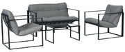 Outsunny Set de mobilier de grădină 4 piese 4 persoane cu canapea pentru 2 persoane, 2 fotolii și masă de cafea gri | Aosom Romania