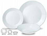 Set farfurii Kinghoff KH 1877, 18 piese, 6 persoane, Opal, Alb/Argintiu