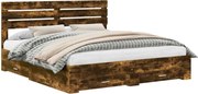 vidaXL Cadru de pat Stejar fumuriu 200 x 200 cm Lemn compozit