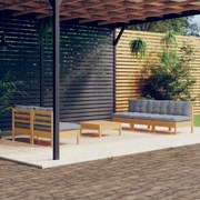 vidaXL Set mobilier grădină cu perne gri, 6 piese, lemn de pin