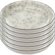 Set de 6 farfurii adânci Flori delicate 20 cm, gri