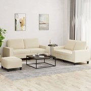 vidaXL Set de canapele, 3 piese, crem, material