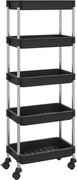 vidaXL Cărucior de bucătărie 5 niveluri negru 42x29x128 cm fier și ABS