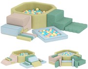 AIYAPLAY Set 15 Blocuri de Construcții Moi Modulabile pentru Copii cu 200 de Mingi pentru Uz Intern, Multicolor | Aosom Romania