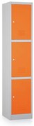Dulap metalic - 3 cutii, 38 x 45 x 185 cm, broasca cilindrica, portocaliu - ral 2004