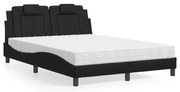 vidaXL Pat cu saltea, negru, 120x200 cm, piele ecologică