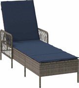 vidaXL Șezlong Gri și albastru marin 55 x 200 x 92 cm poliratan