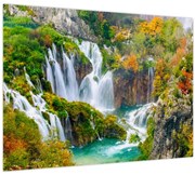 Tablou pe sticlă - Parcul Național Lacurile Plitvice (70x50 cm)