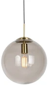 Lampă modernă suspendată din alamă cu sticlă fumurie 30 cm - Ball