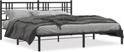 vidaXL Cadru de pat metalic cu tăblie, negru, 183x213 cm