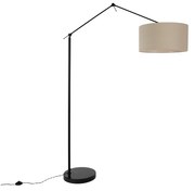 Lampă de podea neagră cu abajur maro deschis 50 cm reglabil - Editor
